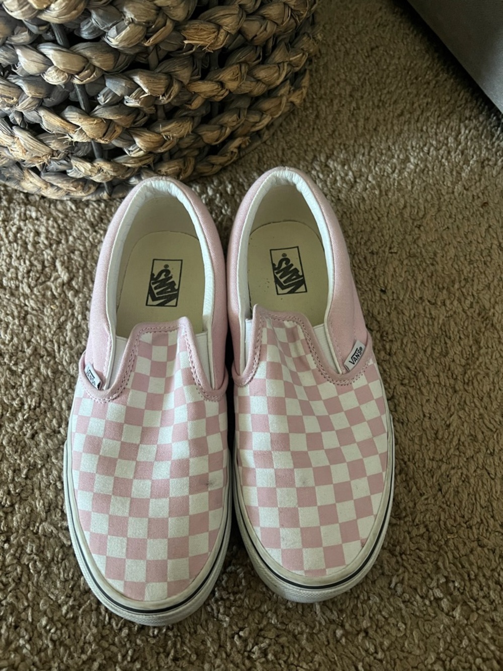Vans Kids Slip-On Checkerboard Sneakers - Pink/White